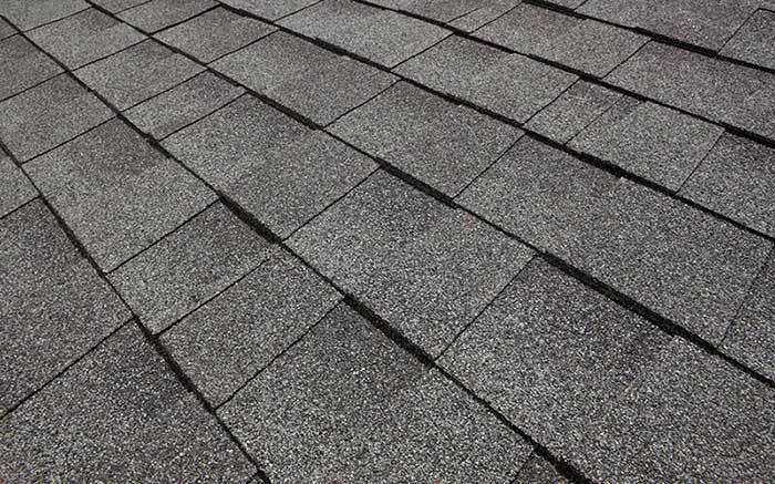 Newly installed composition roof shingles.