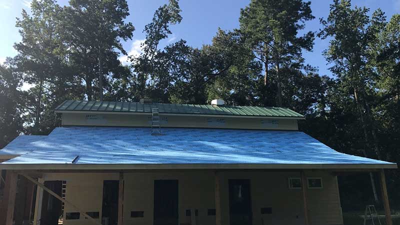 Metal roof installation.