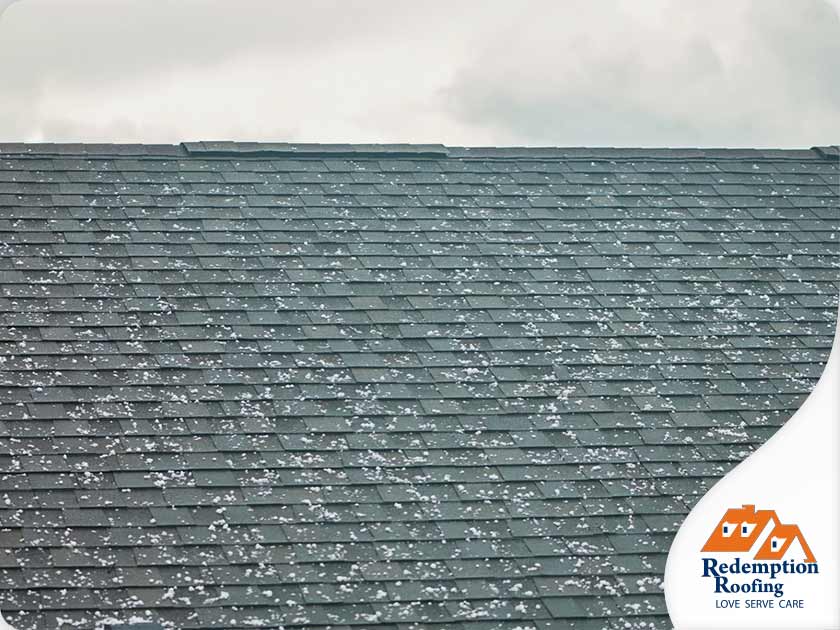 Frozen hail on a roof.