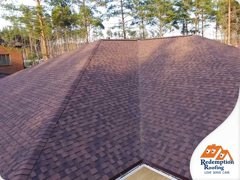 Roof replacement with asphalt roof shingles.