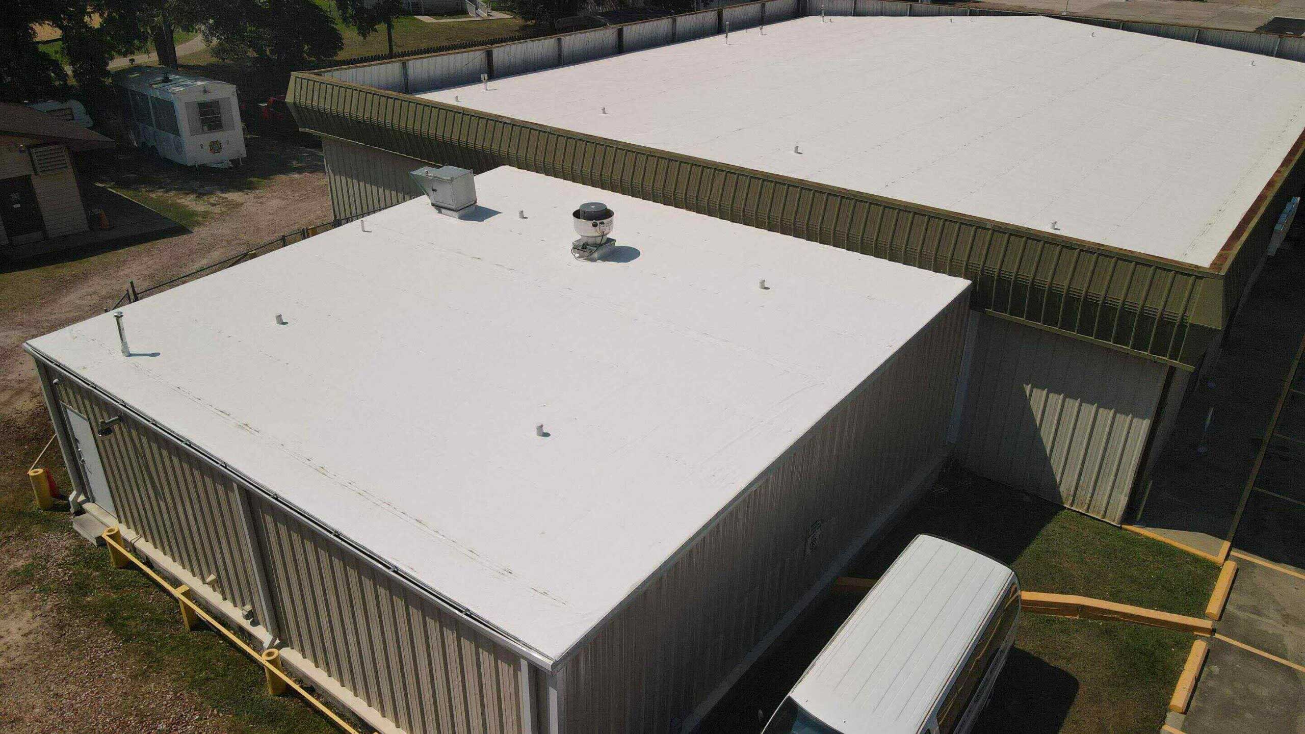 Commercial building with a new roof.