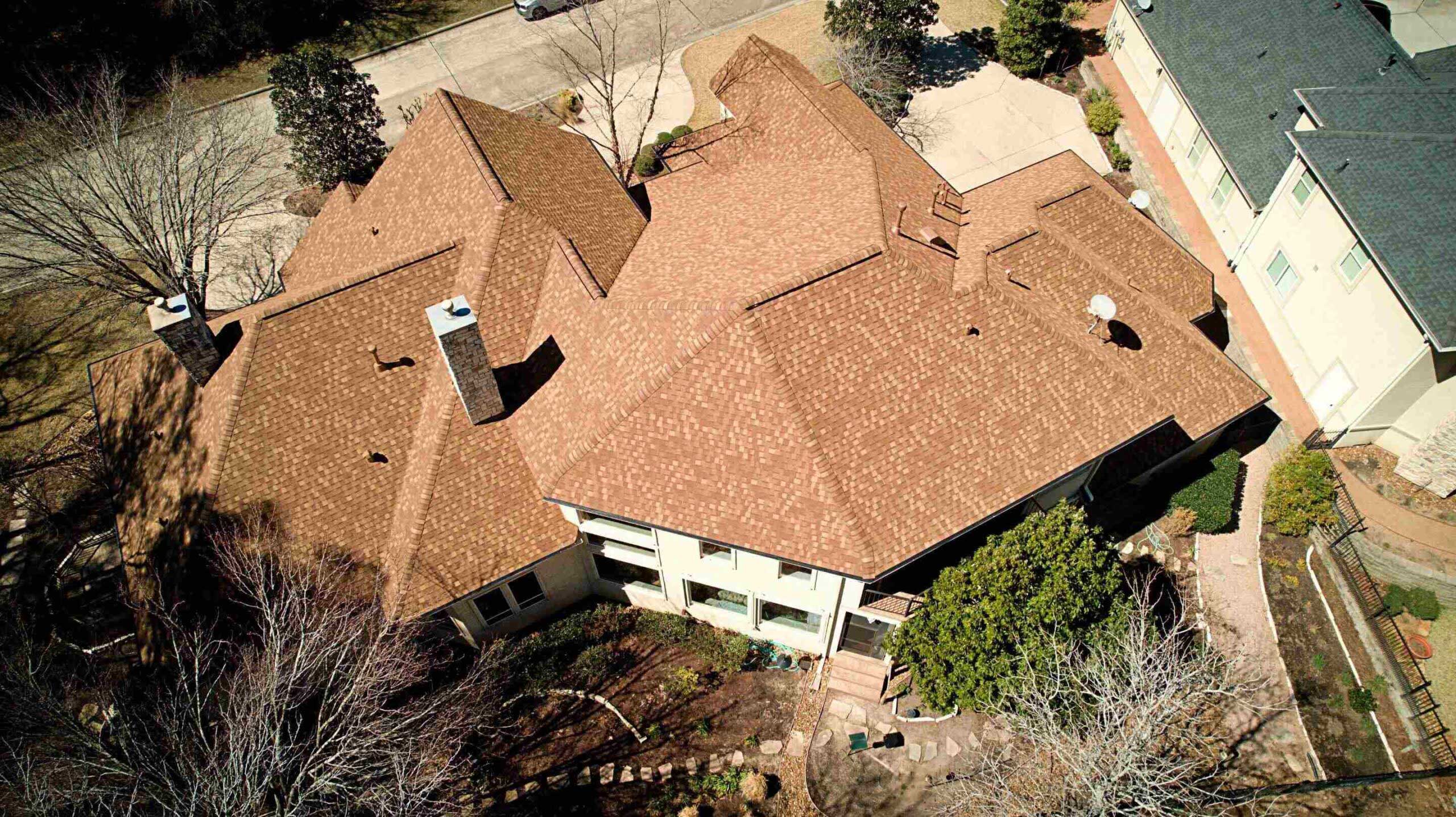 Roofing contractor replaced the roof on this house.